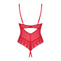 Боді з доступом Obsessive Ingridia crotchless teddy XS/S, червоне, відкриті груди