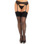 Панчохи зі стразами Leg Avenue Wide Top Rhinestone Sheer Stockings, One Size, чорні, вище коліна
