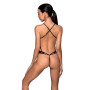 Боді з відкритим доступом Passion TASMINA BODY S/M, black, екошкіра, шнурівки, ажурні мережива