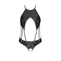 Боді з відкритим доступом Passion TASMINA BODY S/M, black, екошкіра, шнурівки, ажурні мережива
