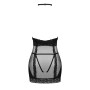 Напівпрозора сорочка з відкритими грудьми Obsessive Lacrisia chemise XS/S, чорна, з чокером