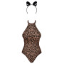 Еротичний костюм леопарда Obsessive Leocatia teddy L/XL, боді, обруч з вушками