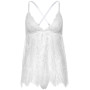 Сорочка бебі-дол Leg Avenue Floral lace babydoll & string White S, стрінги