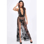 Сукня Noir Handmade F312 Divinity, L, black, прозора, до підлоги, відкрита спина, розріз збоку