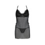 Сорочка Passion DELIENA CHEMISE L/XL black, стрінги із заниженою талією