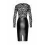 Сукня Noir Handmade F295 Euphoria, 3XL, black, мереживо, глибоке декольте, спідниця міді під латекс