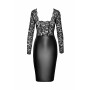Сукня Noir Handmade F295 Euphoria, 3XL, black, мереживо, глибоке декольте, спідниця міді під латекс