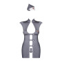 Еротичний костюм стюардеси Obsessive Stewardess 3 pcs grey S/M, сірий, сукня, стрінги, пілотка