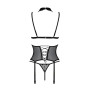 Корсет з відкритими грудьми Passion DOMINICA CORSET L/XL black, пажі для панчіх, стрінги
