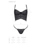 Комплект Passion KERRIA SET black, L/XL, сітка+мереживо, бюстьє та стрінги