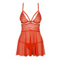 Бебі-дол Obsessive 838-BAB-3 babydoll & thong, 2XL/3XL, червоний, мереживний ліф, стрінги в комплекті