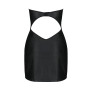 Мінісукня з екошкіри Passion CELINE CHEMISE 6XL/7XL, black, шнурівка, трусики в комплекті