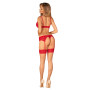 Панчохи Obsessive Ingridia stockings M/L, бежеві з червоною резинкою