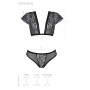 Комплект Passion LEAFA BIKINI black, XXL/XXXL, бюстгальтер-топ з рукавчиками, стрінги-шортики з вирізом