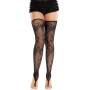 Панчохи Leg Avenue Floral Net Toe Loop Footless Thigh Highs One Size
