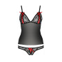 Комплект білизни Passion MELISSA SET L/XL, black, ліф-сорочка зі шнурівкою і трусики