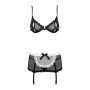 Еротичний костюм покоївки Obsessive Maidme set 5pcs L/XL, бюстгальтер, пояс з фартухом, панчохи, стр