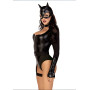 Еротичний костюм кішечки Leg Avenue Fierce Feline XS, боді, пояс з підв’язкою, маска кішки