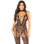 Бодістокінг Leg Avenue Crotchless Bodystocking with Heart One Size, Black