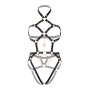 (SALE) Портупея-тедді з екошкіри Leg Avenue Heart ring harness teddy S, Black, підвіска-сердечко, ланцюги