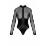 Боді Noir Handmade F321 Edge, S, низ під латекс, верх сітка, блискавка на все тіло, декор кільця