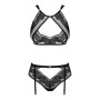 Комплект Obsessive Allastia 2-pcs set black S/M, регульовані бретелі, багаторівнева застібка