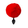 Силіконова анальна пробка М Art of Sex - Silicone Butt plug Rabbit Tail Red, діаметр 3,5 см
