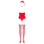 Тедді Obsessive Kissmas teddy, L/XL, червоне, без бретелей, чокер, панчохи та шапка з помпоном у наборі