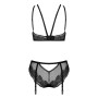 Комплект Obsessive Allastia 2-pcs set black L/XL, регульовані бретелі, багаторівнева застібка