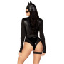 Еротичний костюм кішечки Leg Avenue Fierce Feline L, боді, пояс з підв’язкою, маска кішки