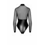 Боді Noir Handmade F321 Edge, XXL, низ під латекс, верх сітка, блискавка на все тіло, декор кільця