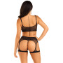 Комплект Leg Avenue Top and garter harness, One Size, чорний, сітчастий, топ + пояс з гартерами