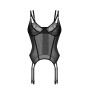 Корсет Obsessive Arrowel Black corset S/M, з підв’язками для панчіх