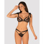 Напівпрозорий еротичний комплект Obsessive Obsessivia 2-pcs set black L/XL, бюстгальтер та трусики