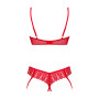 Комплект Obsessive Ingridia 2-pcs crotchless set M/L, червоний, з доступом, відкриті груди