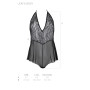 Боді Passion LEAFA BODY black, XXL/XXXL на зав'язках, м'яка чашка, низ у вигляді шортиків