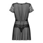Пеньюар Obsessive Alluria peignoir & thong, S/M, прозорий, з мереживом, пояс, трусики в комплекті