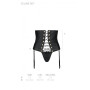 Пояс-корсет з екошкіри Passion CELINE SET S/M, black, шнурівка, знімні пажі для панчіх, стрінги