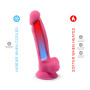 Фалоімітатор SilexD Johnny Pink Glow in the dark, двошаровий, силікон+Silexpan, діаметр 3,5см