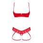 Комплект Obsessive Ingridia 2-pcs crotchless set XL/2XL, червоний, з доступом, відкриті груди
