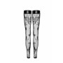 Панчохи без миска Noir Handmade F243 Tulle stockings with patterned flock embroidery, L