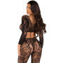 Комплект Leg Avenue Crop top & footless tights, One Size, чорний, кроп-топ та колготки без стопи