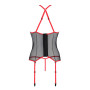 Корсет з пажами Passion SATARA CORSET L/XL red, стрінги, мереживо, застібки спереду та ззаду