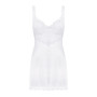 Сорочка Obsessive Amor Blanco underwire chemise & thong, S/M, біла, мереживний ліф, стрінги в наборі
