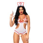 Костюм медсестри Leg Avenue Naughty Nurse, one size, боді та шапочка