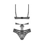 Комплект Obsessive Blomentis 2-pcs set, M/L, мереживний, ліф із зав’язками на спині, трусики-сліпи