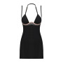 Сорочка Obsessive Selinne chemise & thong XS/S Black, стрінги, подвійні бретелі