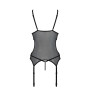Корсет із підв’язками та ажурним ліфом Passion CHRISTA CORSET S/M, black, стрінги в комплекті