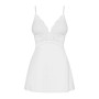 Сатиновий пеньюар із мереживом Obsessive 810-BAB-2 babydoll & thong S/M, білий, пеньюар, танга