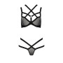 Комплект білизни Passion Exclusive HAGAR SET L/XL, black, стрепи трусики та ліф